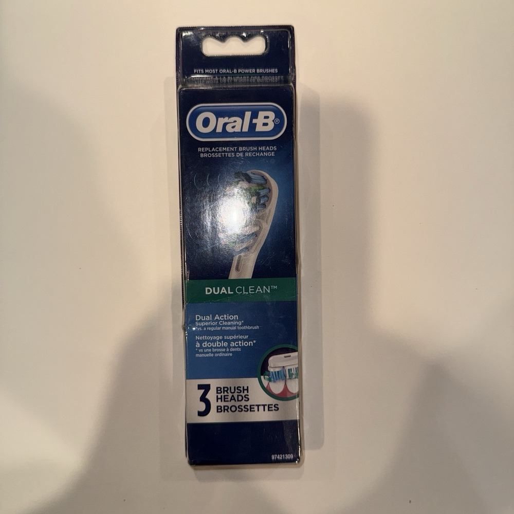 Oral-B Dual Clean Replacement Brush Heads 3-Pack - Genuine Refills EB417-3